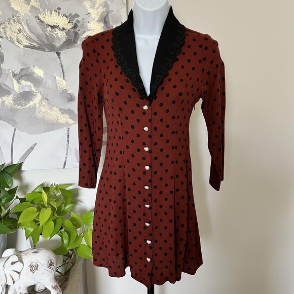 Reformation Dresses & Skirts - Reformation Dress Mini Polka Dot Cottage Dark Academia French Girl Chic Retro